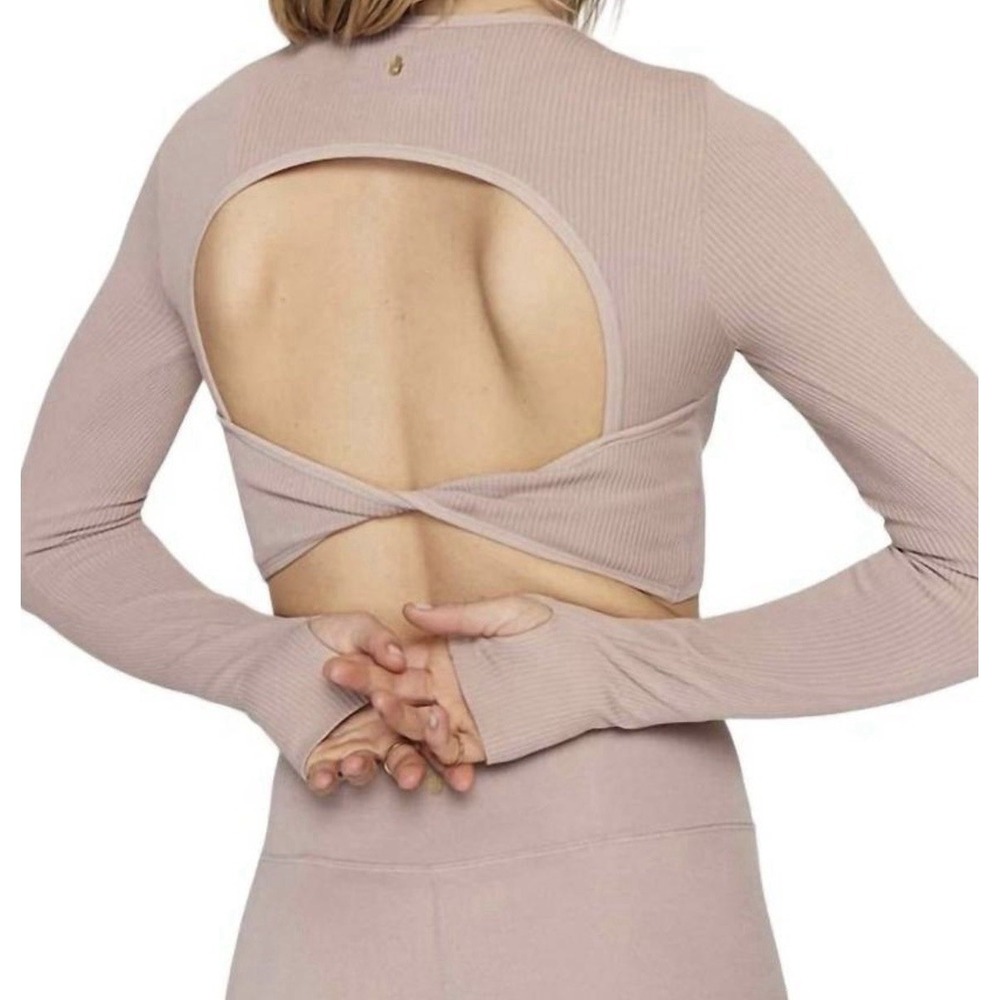 Spiritual Gangster Serene Seamless Twist Back - Long Sleeve Rose Taupe Size XS/S